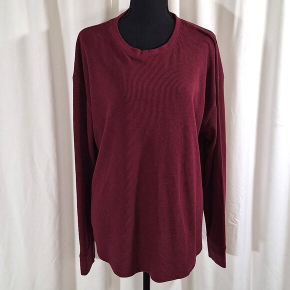 Time & Tru Women’s Essential Thermal Long Sleeve Crewneck Burgundy Top XXL (20) - Picture 1 of 12